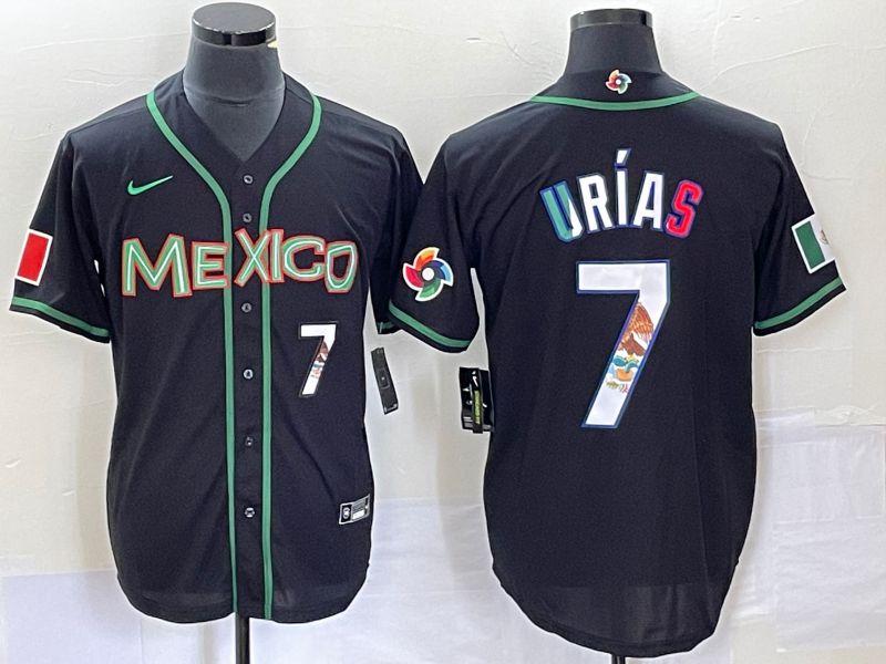 Men 2023 World Cub Mexico #7 Urias Black white Nike MLB Jersey1